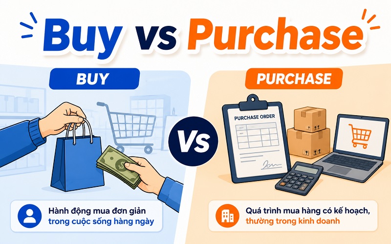 Phân biệt Buy và Purchase